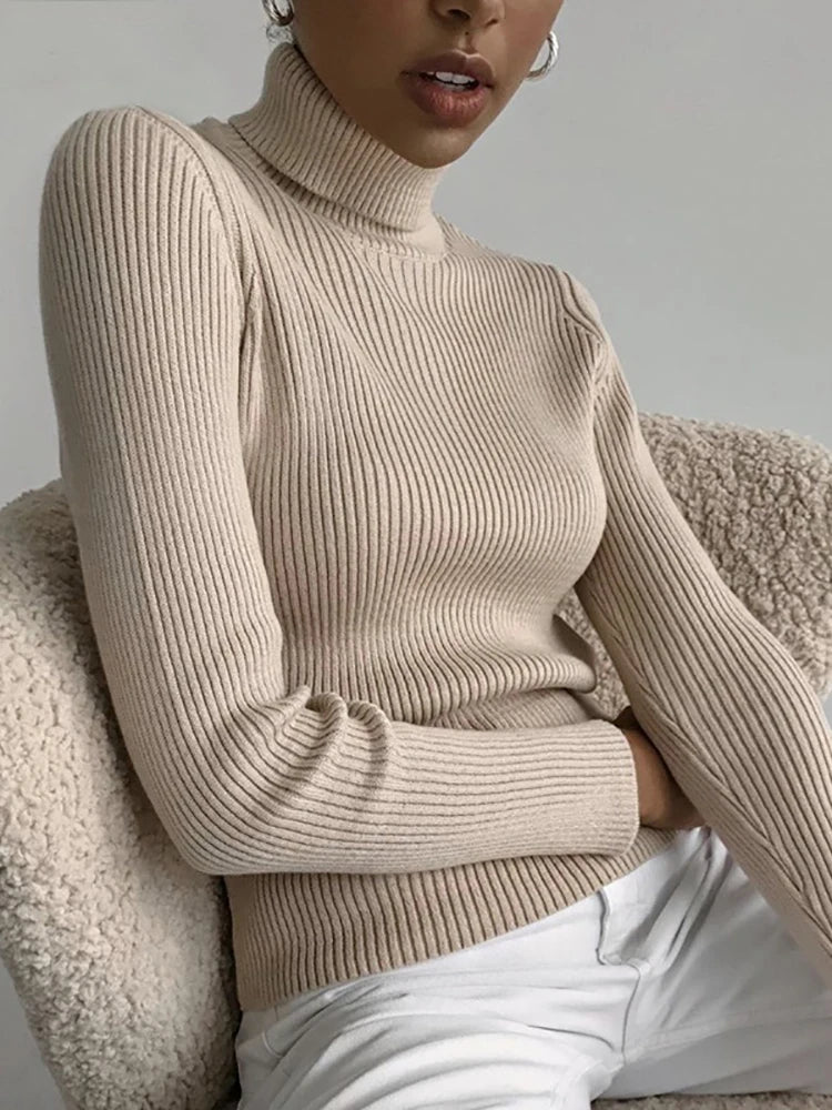 Turtleneck de Outono para Mulheres: Suéter de Malha Macia Heliar em Cashmere, Ideal para o Inverno de 2024